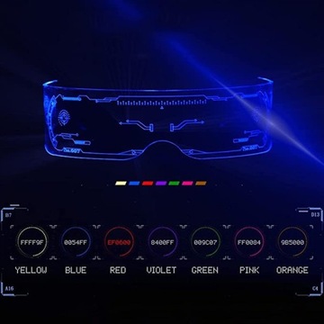 RGB LED ОЧКИ CYBERPUNK PARTY 7 ЦВЕТОВ