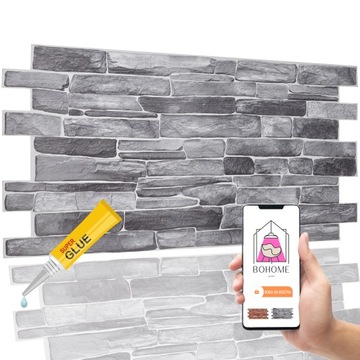 Panel Ścienny 3D Szary Kamień Łupek Dekoracyjny PVC BoHome Popiel Grey Ston