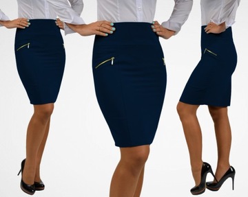 BIZNESOWA MODNA SPÓDNICA Z SUWAKAMI Roz.38