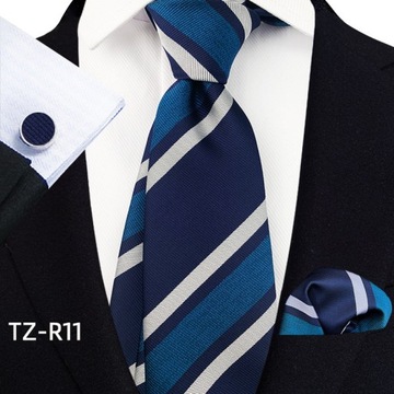 KRAWAT POSZETKA SPINKI DO MANKIETÓW VINTAGE CASUAL BRYTYJSKI STYL