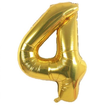 BALON FOLIOWY CYFRA 4 URODZINY ZŁOTY GIGANT 80cm
