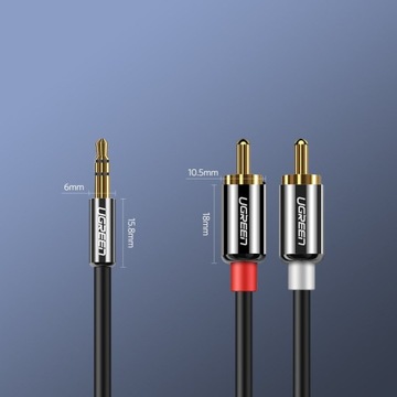 Ugreen Mini Jack Audio Cable от 3,5 мм до 2RCA CINCH SNITH 3M CABLE