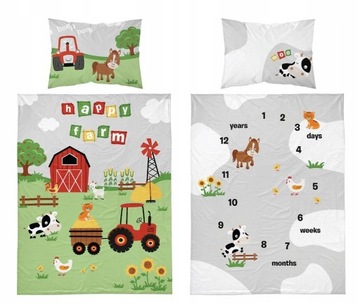 Pościel do łóżeczka TRAKTOR FARMA CZERWONA 90x120 cm bawełna
