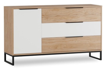 Komoda LR-02 kolekcja LANDRO hikora BIAŁY metal