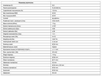 ПОЛНОполосный динамик MONACOR SPX-31M 93 мм, 8 Ом, 40 Вт