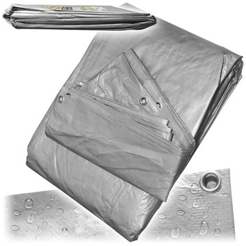 Брезент 120 г Толстый Прочный 2x3 СЕРЕБРЯНЫЙ Толстый Водонепроницаемый УФ++