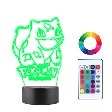 Lampka Nocna 3D LED Pokemon BULBASAUR Imię Prezent