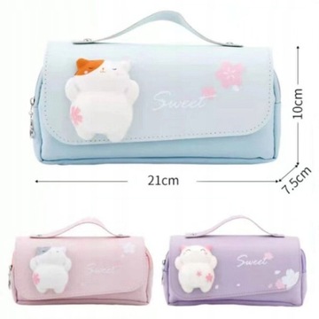 Футляр для карандашей с тремя отделениями, косметичка, тубус CAT MOCHI