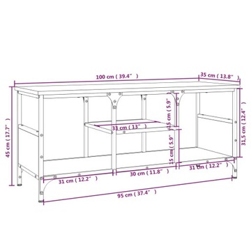 SZAFKA POD TELEWIZOR BRĄZOWY DĄB 100X35X45CM