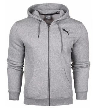 3232 BLUZA MĘSKA PUMA ROZPINANA Z KAPTUREM BAWEŁNIANA OCIEPLANA SZARA S