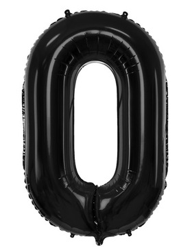 Duży Balon Foliowy Czarny Cyfra 0 na Urodziny 86cm