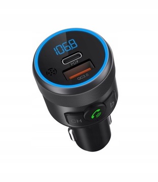 TRANSMITER FM BLUETOOTH USB TYP C QC 3.0 + PD BASS