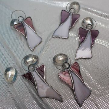 Ангелочки из витражей Тиффани НАБОР из 5 шт. розовый розовый