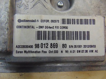 DISPLEJ HODINY PEUGEOT 508 1 9801286980