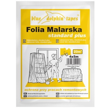 Folia malarska 4x5m 20m2 standard plus XL chroni przed farbą, wodą, pyłem i
