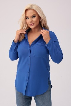 Modrá košeľa klasického štýlu Plus size Emma 48 ľahká, zoštíhľujúca
