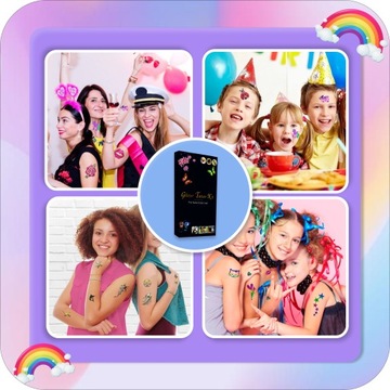 НАБОР МОЮЩИХСЯ БЛЕСКОВЫХ ТАТУ ДЛЯ ДЕТЕЙ СВЕТЯЩИЕСЯ ШАБЛОНЫ