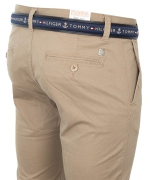 SPODNIE MATERIAŁOWE CHINOSY BEŻOWE PROSTE W33