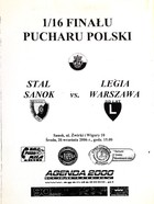 Program mecz Stal Sanok - Legia Puchar Polski 2006