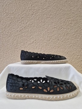 ЧЕРНЫЕ АЖУРНЫЕ ЭСПАДРИЛИ С НОСКОМ ИЗ ЭКО КОЖИ КОЛЛЕКЦИЯ PARIS Размер 37