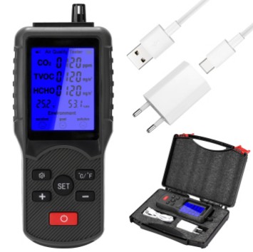 7 W 1 SREBRNY TESTER JAKOŚCI POWIETRZA WIFI