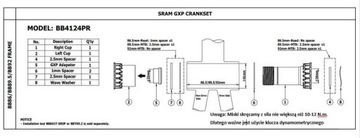 TOKEN BB4124PR Каретка PressFit SRAM GXP 87g