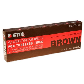 КОРИЧНЕВЫЕ БУТИЛОВЫЕ ШНУРЫ ДЛЯ РЕМОНТА ШИН. ДЛИНА 4 ММ 200ММ СТИКС 50ШТ.