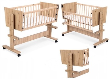 Кровать деревянная детская 107х50, ЗОЯ Дуб Колыбель + Матрас