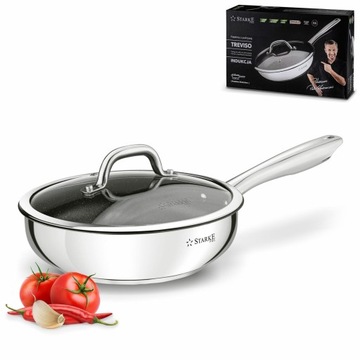 PATELNIA GŁĘBOKA srebrna patelnia INDUKCJA 24 non-stick Starke Pro Treviso