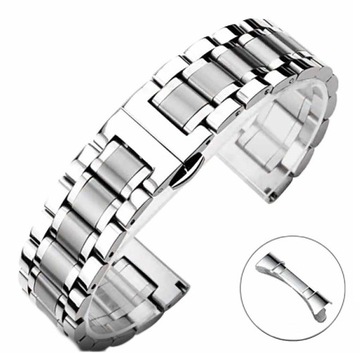 20 mm Bransoleta zegarka Srebrna Stal Pełne Ogniwa