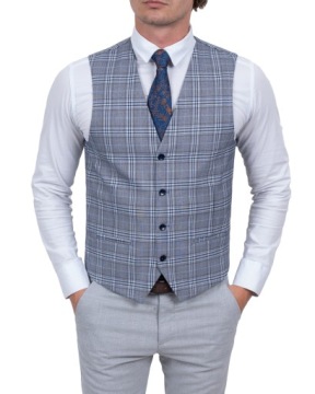 Серый мужской жилет в клетку + аксессуары - 56
