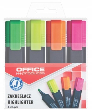 ZAKREŚLACZE OFFICE PRODUCT ZESTAW 4 KOLORY