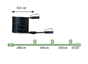 Соединительный кабель Plug & Shine, 5 м, 1 вход-4 выхода, IP68, черный