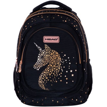 PLECAK TORNISTER SZKOLNY UNICORN CZARNY ZŁOTY GOLD