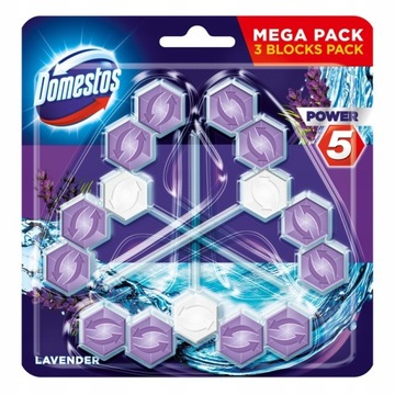 Domestos Power 5 Zawieszka WC Kostka Lavender 3szt