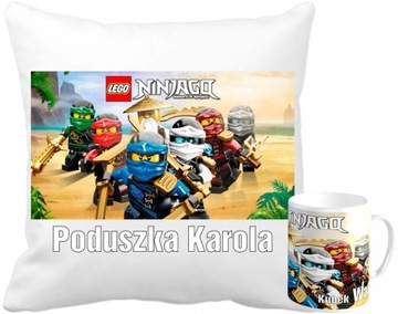 NINJAGO ZESTAW PODUSZKA+KUBEK+IMIĘ