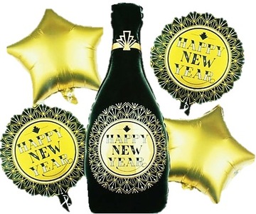 Zestaw Balonów Noworoczne Happy New Year 5 szt.