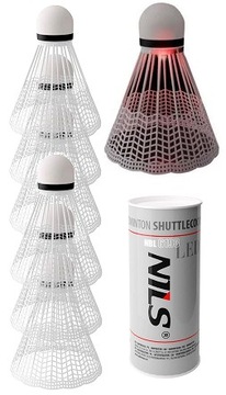 NILS Набор из 2 ракеток + 3 воланов для бадминтона со светодиодной подсветкой, ТВЕРДЫЙ