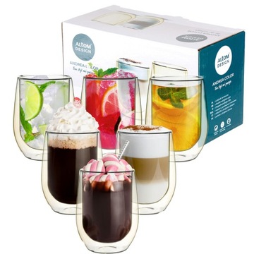 Zestaw 6 szt termiczne szklanki z podwójnym dnem Altom Design Andrea 300 ml