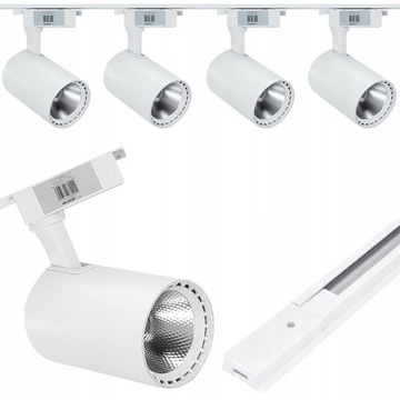 4x REFLEKTOR LED BIAŁA LAMPA SZYNOWA OŚWIETLENIE SUFITOWE SZYNOWE NA SZYNIE