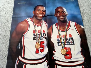 Мэджик Джонсон / Майкл Джордан Грант Хилл, плакат НБА, 1995 год, Chicago Bulls