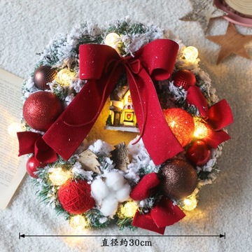 РОЖДЕСТВЕНСКИЙ ВЕНОК СВЕТЯЩИЙСЯ ВЕНОК СТОЛ ДВЕРЬ КРЕМОВЫЙ БАНТ УКРАШЕНИЕ