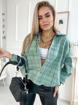 Модный ЖЕНСКИЙ СВИТШОТ-БОМБЕР на молнии, великолепные цвета, клетчатый узор.