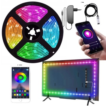 TAŚMA LED RGB BLUETOOTH USB TV WODOODPORNA MOBILNA