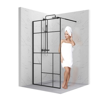 ŚCIANKA SZYBA PRYSZNICOWA WALK-IN 80 CM CZARNA DRZWI KABINA SZKŁO 8MM LOFT