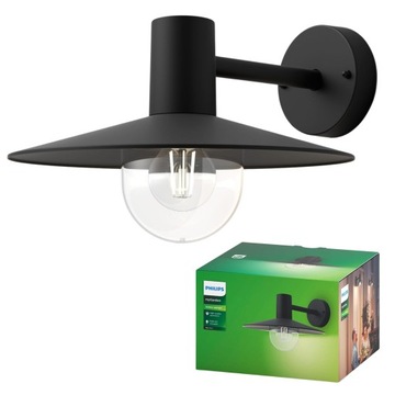 Kinkiet zewnętrzny LED lampa ogrodowa Philips Skua czarna elewacyjna E27