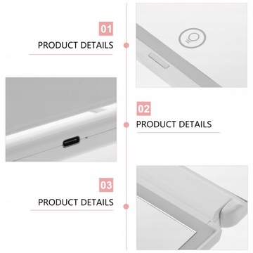 Складное увеличительное зеркало для макияжа со светодиодной подсветкой