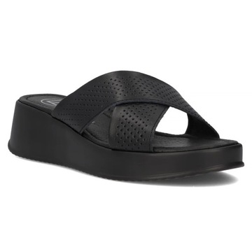 Filippo DK6066/24 BK skórzane klapki buty letnie na platformie r.41