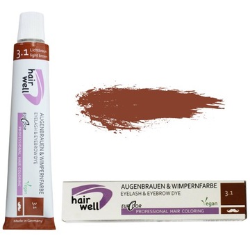 Farbka HAIRWELL Do Brwi i Rzęs JASNOBRĄZOWA lightbrown #3.1 20ml Henna żel