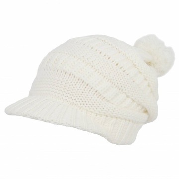 W75A CZAPKA DZIANINOWA Z DASZKIEM I POMPONEM